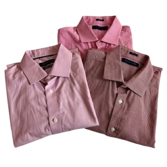 GUC Tommy Hilfiger Pink Slim Fit Dress Shirts - Set of 3. Size 16.5, 34/35. - Picture 1 of 8